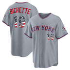 New York Mets #19 Bo Bichette USA 250 Fourth of July Road Stadium Jersey - Gray Fedasgoge