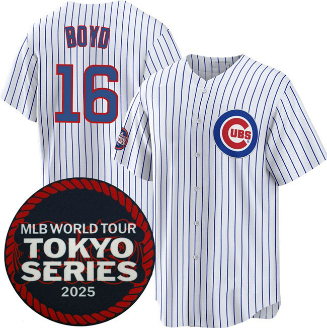 Chicago Cubs #16 Matthew Boyd White Fedasgoge 2025 World Tour Tokyo Series Home Stitched Jersey