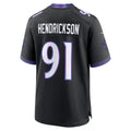 B.Ravens #91 Trey Hendrickson Black Fedasgoge Alternate Game Jersey