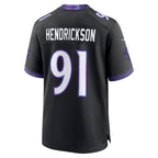 B.Ravens #91 Trey Hendrickson Black Fedasgoge Alternate Game Jersey