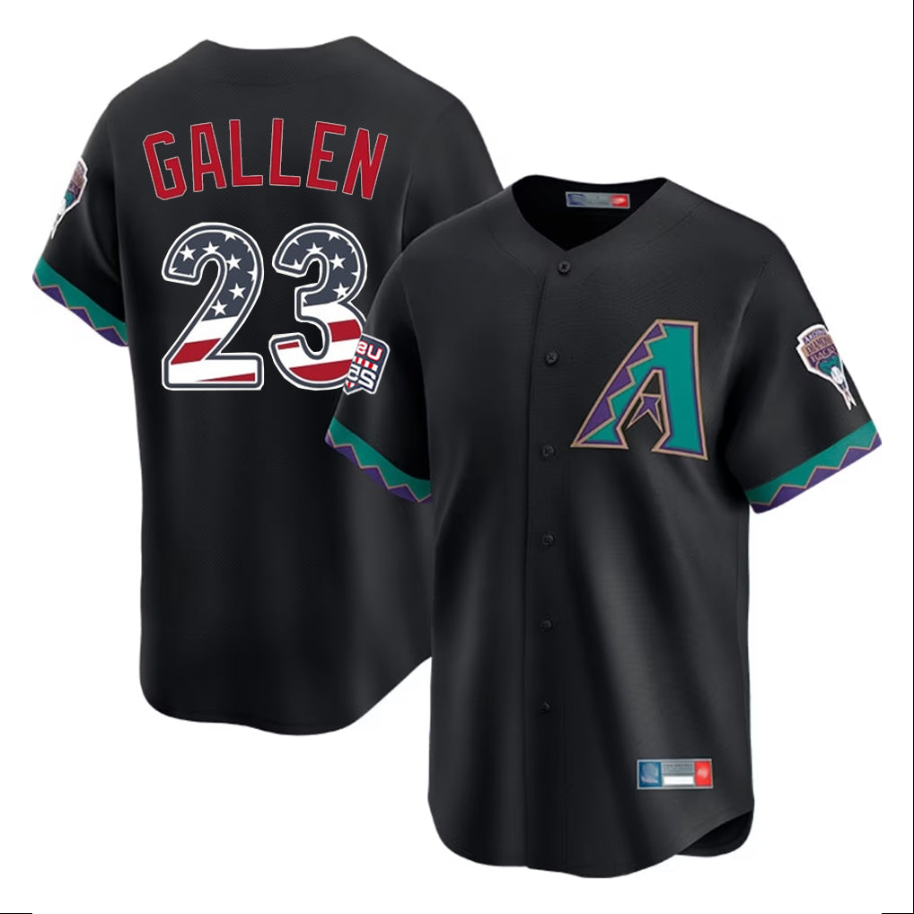 Arizona Diamondbacks #23 Zac Gallen Player Black Fedasgoge USA 250 Fourth of July Home Game Stitched Jerseys