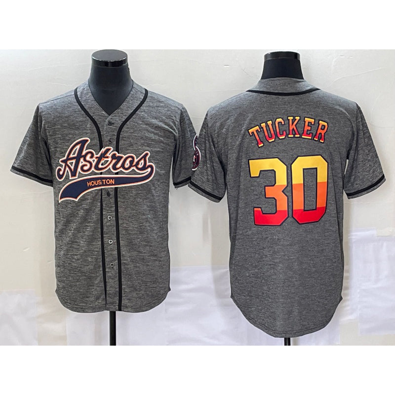 Houston Astros #30 Kyle Tucker Grey Fedasgoge Gridiron Cool Base Stitched Jersey