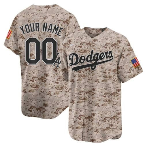 Custom Los Angeles Dodgers USMC Alternate Vapor Premier Limited Jersey ¨C Desert Fedasgoge