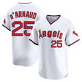 Los Angeles Angels #25 Travis d'Arnaud Player White Fedasgoge T-shirt Home Limited Stitched Jerseys