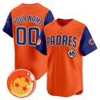 Custom San Diego Padres x Dragon Ball Royal Orange Fedasgoge Vapor Premier Limited Jersey - All Stitched