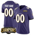 Custom B.Ravens Active Player Purple Fedasgoge 2023 F.U.S.E. AFC North Champions Vapor Limited Stitched Jersey