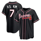 Atlanta Braves #7 Ha-Seong Kim Player Black Fedasgoge Fashion Out Game Stitched Jerseys