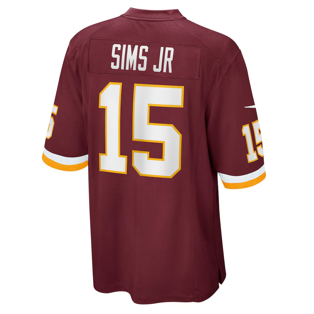 W.Football Team #15 Steven Sims Jr. Burgundy Fedasgoge Game Player Jersey