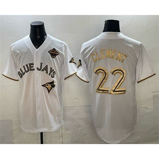 Toronto Blue Jays #22 Ernie Clement White Gold Fedasgoge 2025 American League Champions Limited Stitched Jersey
