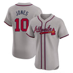 Atlanta Braves #10 Chipper Jones Player Gray Fedasgoge Limited Elite Home Game Stitched Jerseys