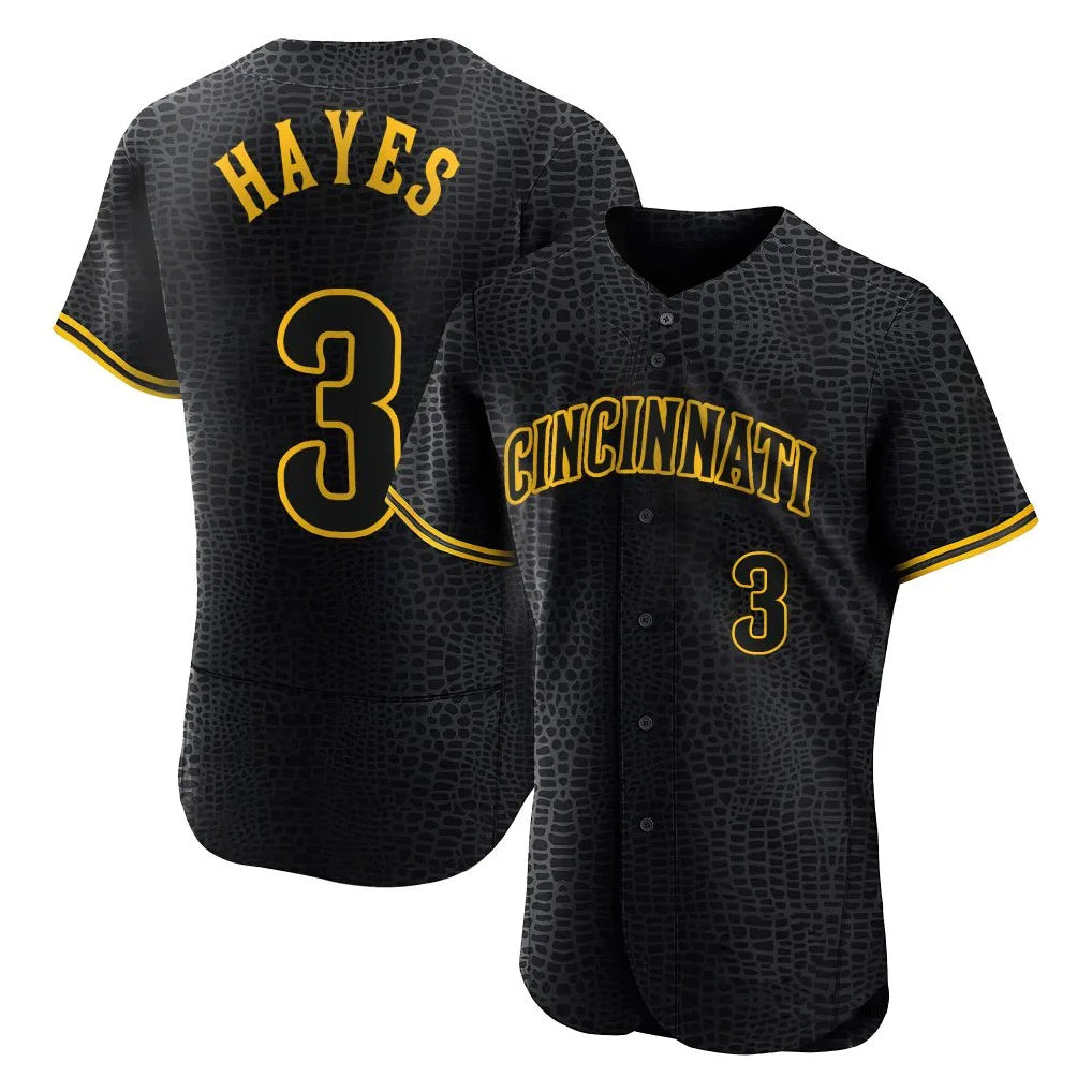 Cincinnati Reds #3 Ke'Bryan Hayes Player Black Fedasgoge Snake Skin City Limited Elite Home Stitched Jerseys