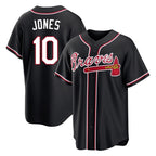 Atlanta Braves #10 Chipper Jones Player Black Fedasgoge Fashion Out Game Stitched Jerseys
