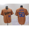Los Angeles Dodgers #50 Mookie Betts Number Olive Fedasgoge Cool Base Limited Stitched Jerseys