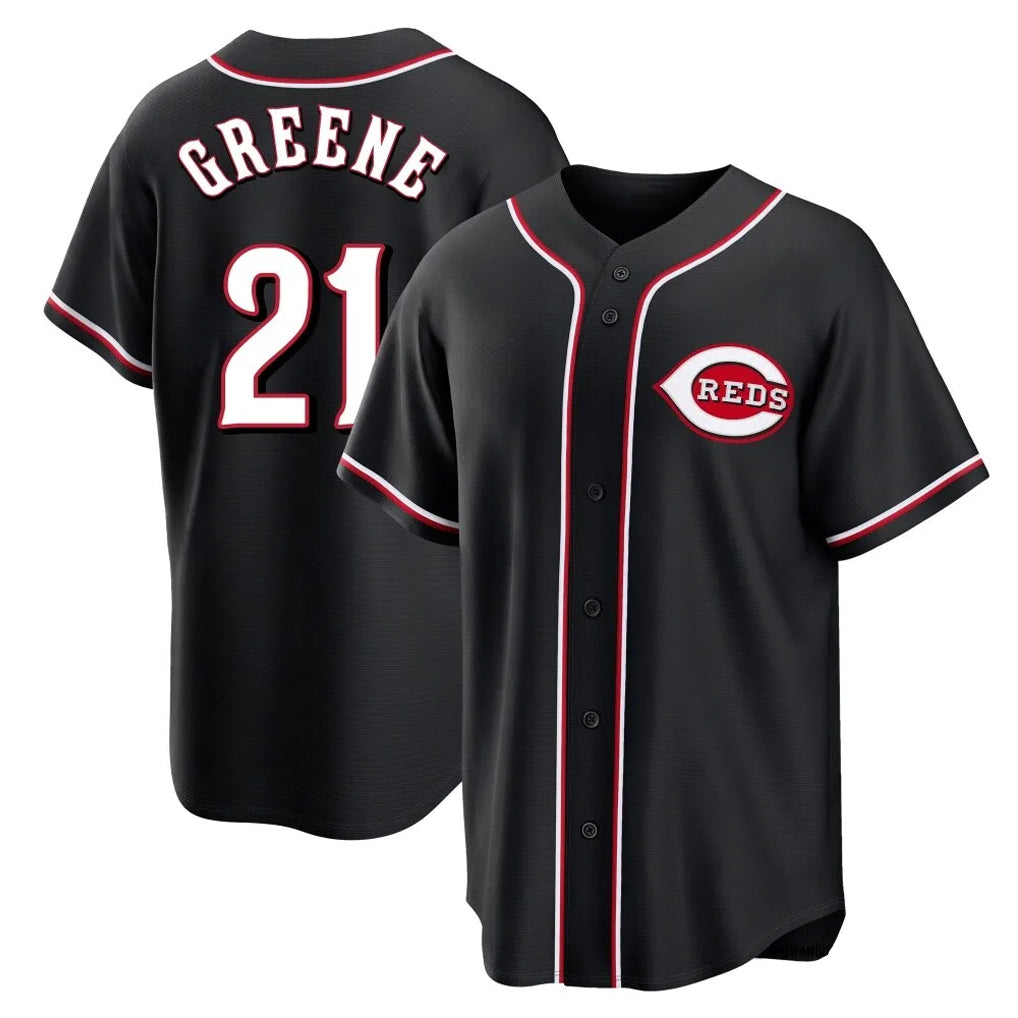 Cincinnati Reds #21 Hunter Greene Player Black Fedasgoge Fashion Out Home Game Stitched Jerseys