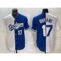 Los Angeles Dodgers #17 Shohei Ohtani Number White Blue Fedasgoge Two Tone Stitched Jersey 3