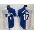 Los Angeles Dodgers #17 Shohei Ohtani Number White Blue Fedasgoge Two Tone Stitched Jersey 3