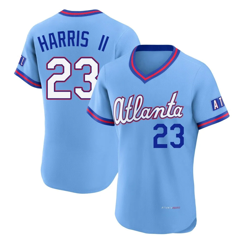 Atlanta Braves #23 Michael Harris II Player Powder Blue Fedasgoge 2026 City Connect T-shirt Limited Elite Home Game Stitched Jerseys