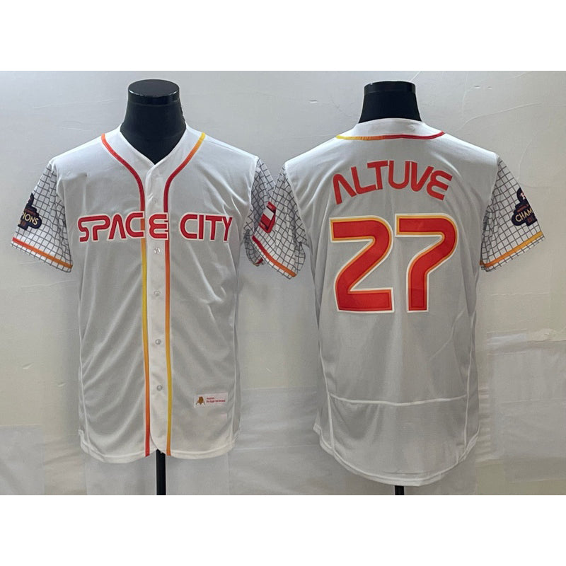 Houston Astros #27 Jose Altuve Number White Fedasgoge 2023 City Connect Flex Base Stitched Jersey 3