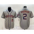 Houston Astros #2 Alex Bregman Number Grey Fedasgoge With Patch Stitched Cool Base Jersey
