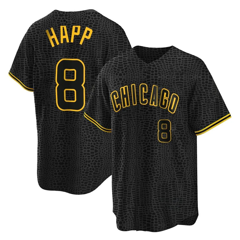 Chicago Cubs #8 Ian Happ Player Black Fedasgoge Snake Skin City Game Stitched Jerseys