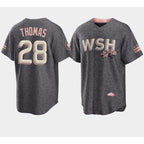 Washington Nationals #28 Lane Thomas 2022 Grey Fedasgoge City Connect Cherry Blossom Cool Base Stitched Jersey