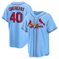 St. Louis Cardinals #40 Willson Contreras Light Blue Fedasgoge Alternate Replica Jersey