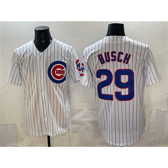 Chicago Cubs #29 Michael Busch White Fedasgoge Cool Base Stitched Jersey