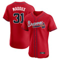 Atlanta Braves #31 Greg Maddux Player Red Fedasgoge Limited Elite Home Game Stitched Jerseys