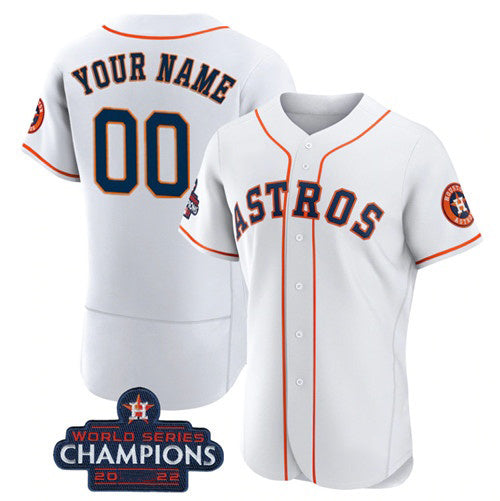 Custom Houston Astros Active Player White Fedasgoge 2022 World Series Flex Base Stitched Jersey