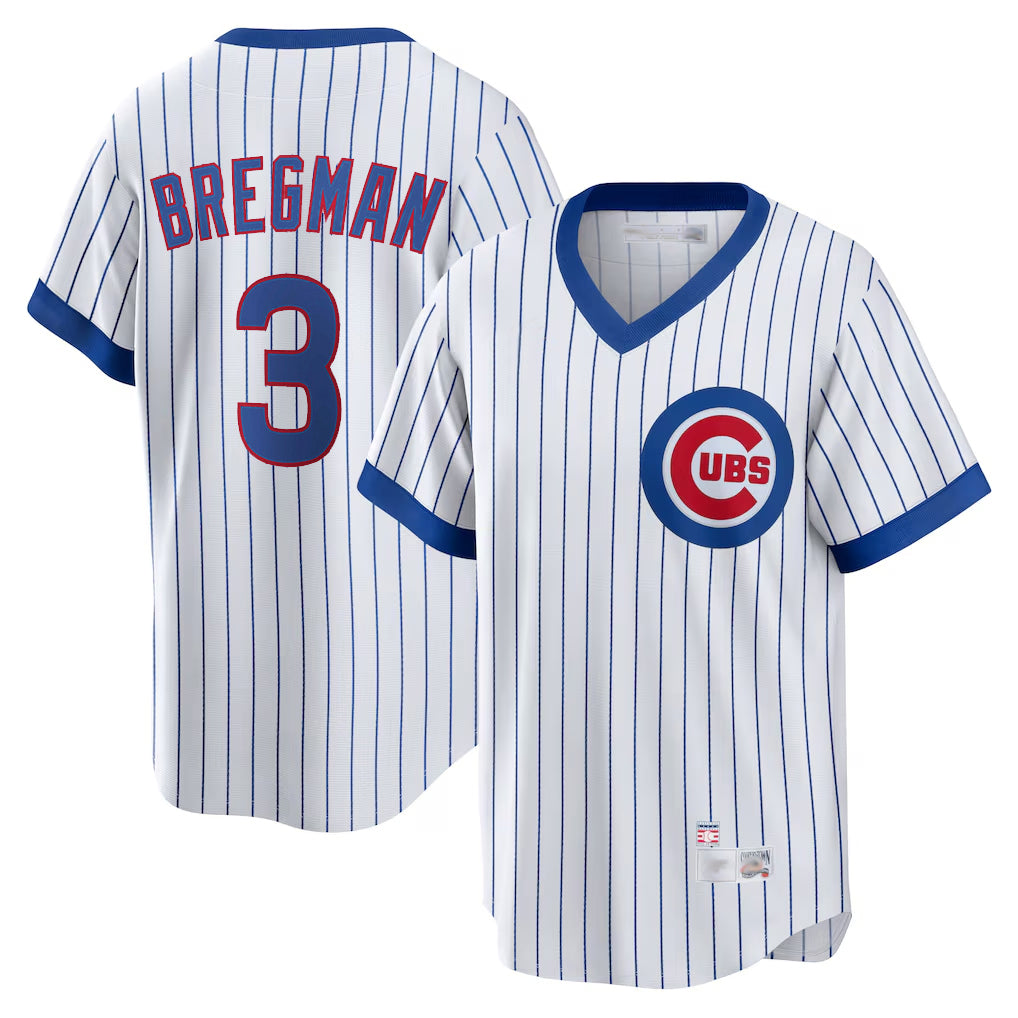 Chicago Cubs #3 Alex Bregman Player White Fedasgoge T-shirt Cooperstown Collection Limited Stitched Jerseys