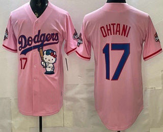 Los Angeles Dodgers #17 Shohei Ohtani Pink Fedasgoge Hello Kitty 2025 World Series Champions Limited Jersey