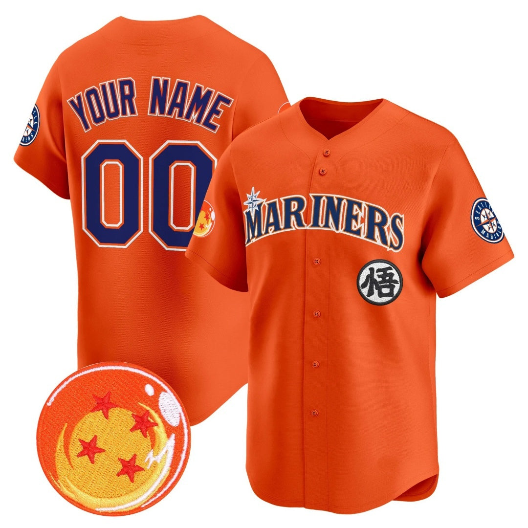 Custom Seattle Mariners x Dragon Ball Orange Fedasgoge Vapor Premier Limited Jersey - All Stitched