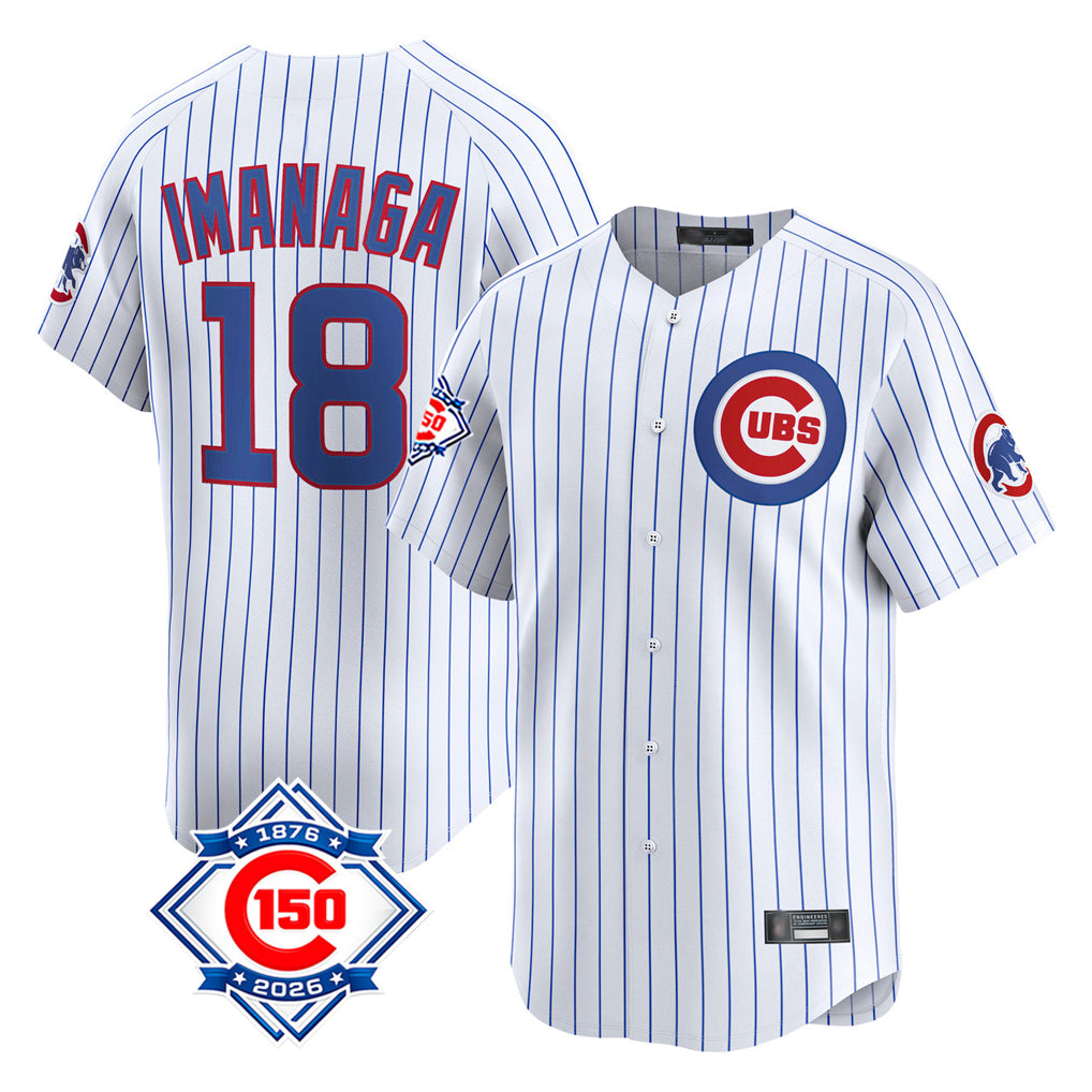 Chicago Cubs #18 Shota Imanaga Player White Fedasgoge 150th Anniversary Limited Home Game Stitched Jerseys