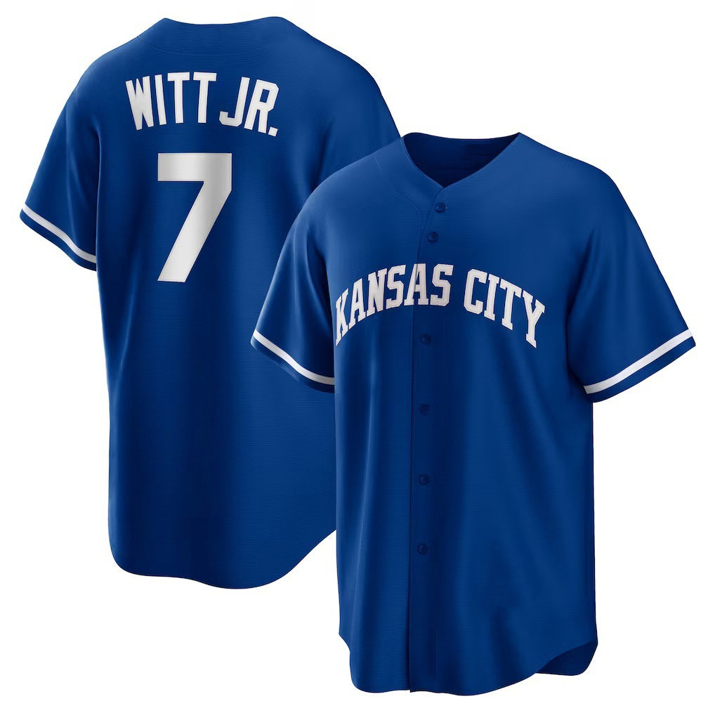 Kansas City Royals #7 Bobby Witt Jr. Rush Blue Fedasgoge Alternate 2 Replica Jersey