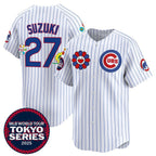 Chicago Cubs #27 Seiya Suzuki White Fedasgoge 2025 Tokyo Series Limited Stitched Jersey