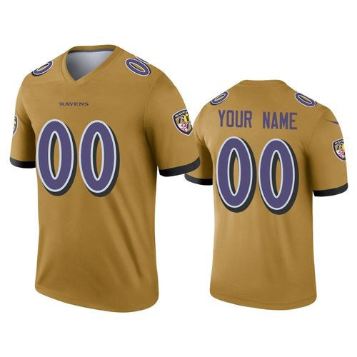 Custom B.Ravens Gold Fedasgoge Inverted Legend Jersey