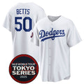Los Angeles Dodgers #50 Mookie Betts White Fedasgoge 2025 World Tour Tokyo Series Home Stitched Jersey