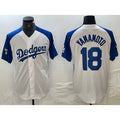 Los Angeles Dodgers #18 Yoshinobu Yamamoto White Blue Fedasgoge Fashion Stitched Cool Base Limited Jerseys