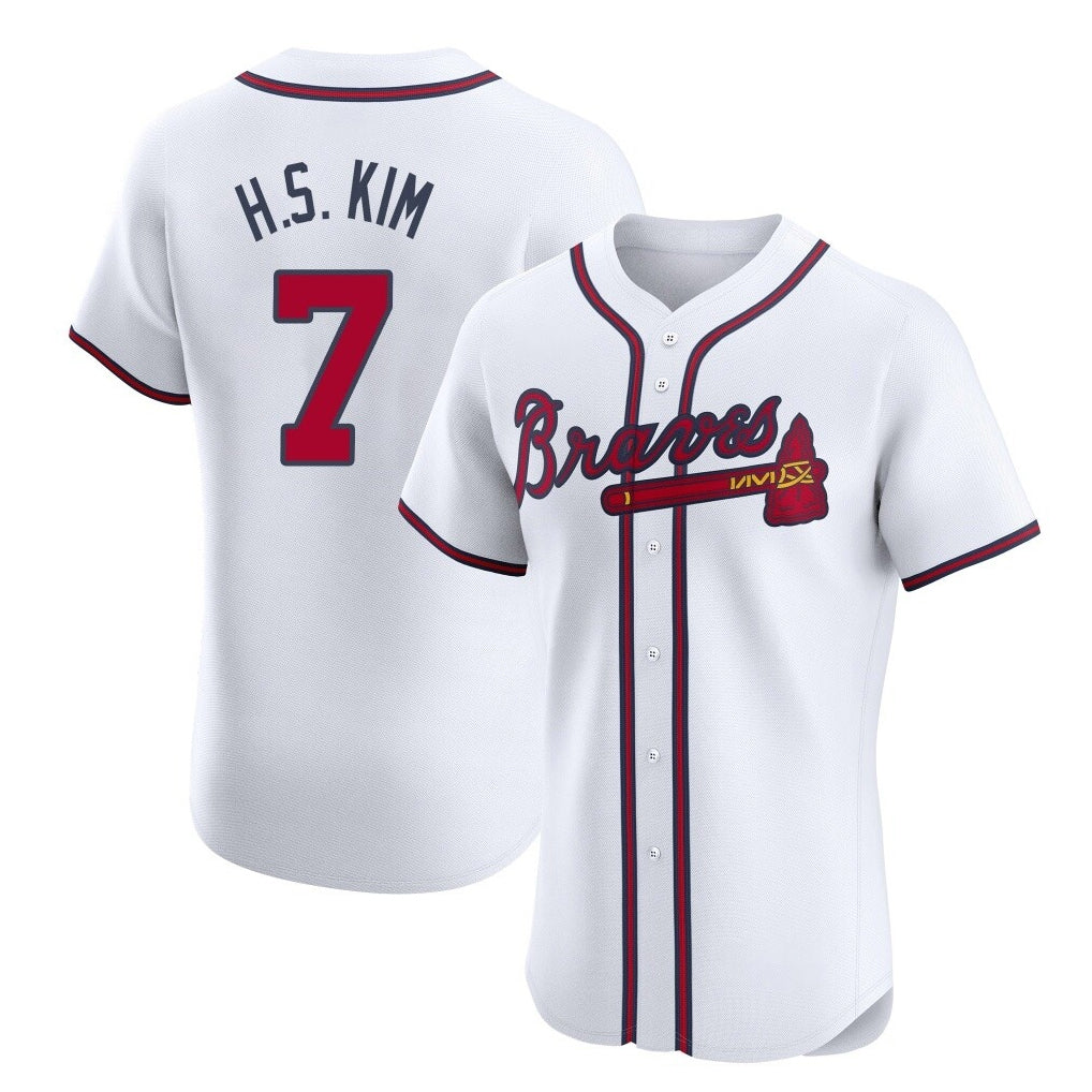 Atlanta Braves #7 Ha-Seong Kim Player White Fedasgoge Limited Elite Home Game Stitched Jerseys