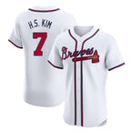 Atlanta Braves #7 Ha-Seong Kim Player White Fedasgoge Limited Elite Home Game Stitched Jerseys