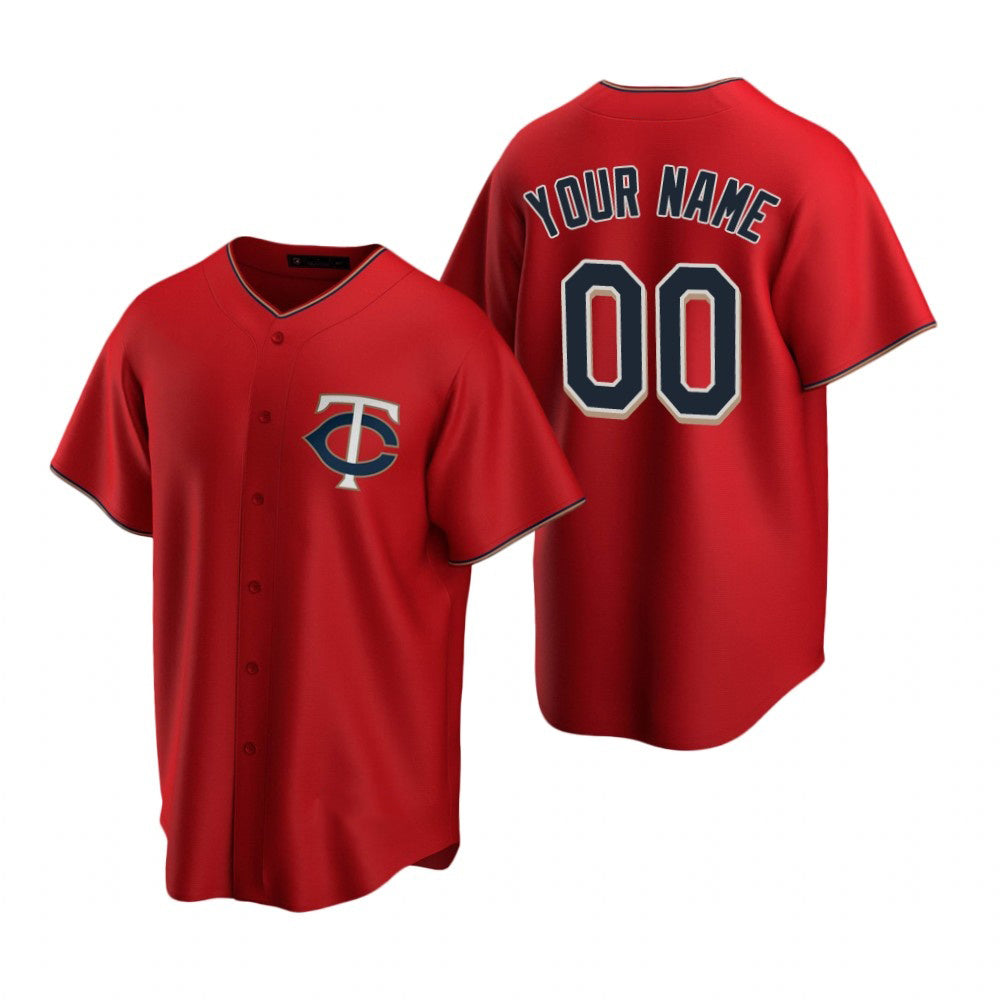 Custom Minnesota Twins Red Fedasgoge Stitched Cool Base Jersey