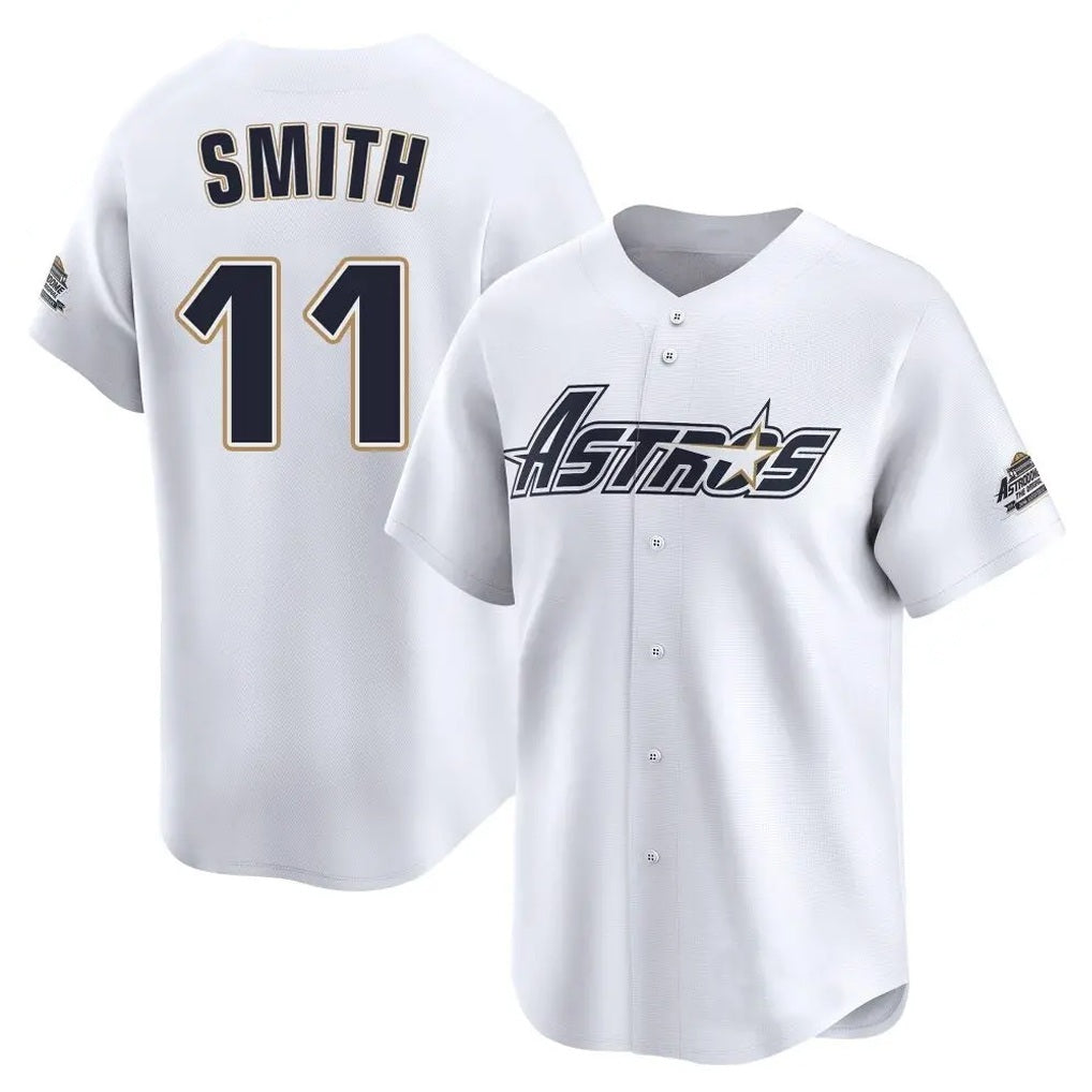 Houston Astros #11 Cam Smith Player White Fedasgoge Throwback Cooperstown Collection Limited Stitched Jerseys