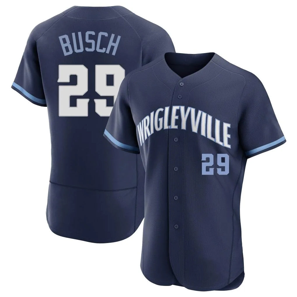 Chicago Cubs #29 Michael Busch Player Navy Fedasgoge City Connect Limited Elite Home Stitched Jerseys