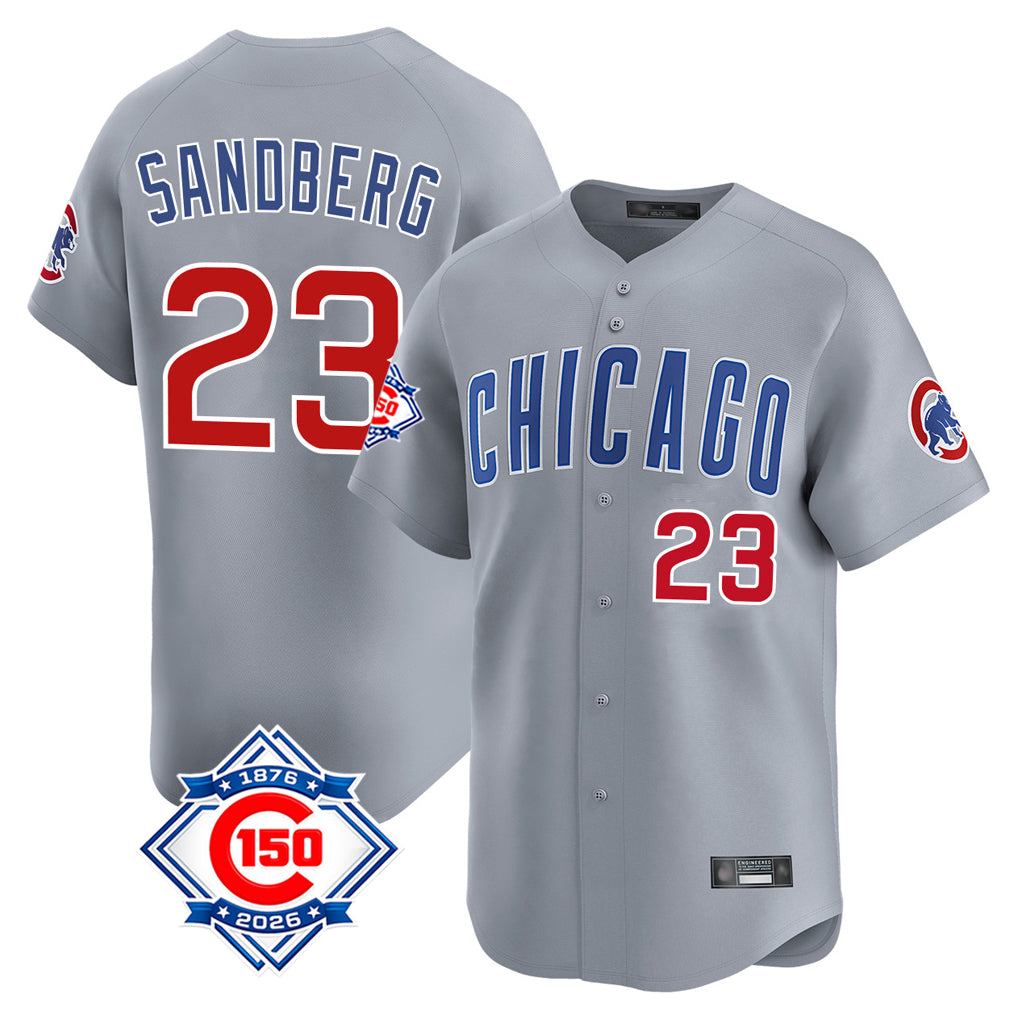 Chicago Cubs #23 Ryne Sandberg Player Gray Fedasgoge Road 150th Anniversary Limited Home Stitched Jerseys
