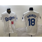 Los Angeles Dodgers #18 Yoshinobu Yamamoto White Fedasgoge 2024 World Series With Fernando Memorial Patch Home Limited Stitched Jerseys