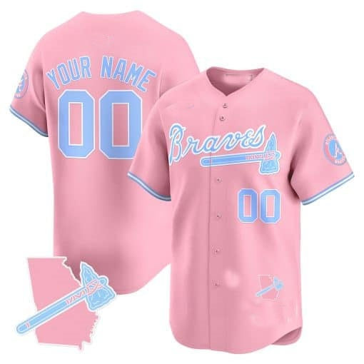 Custom Atlanta Braves Bubblegum Pink Vapor Premier Limited Jersey ¨C All Stitched-Pink Fedasgoge
