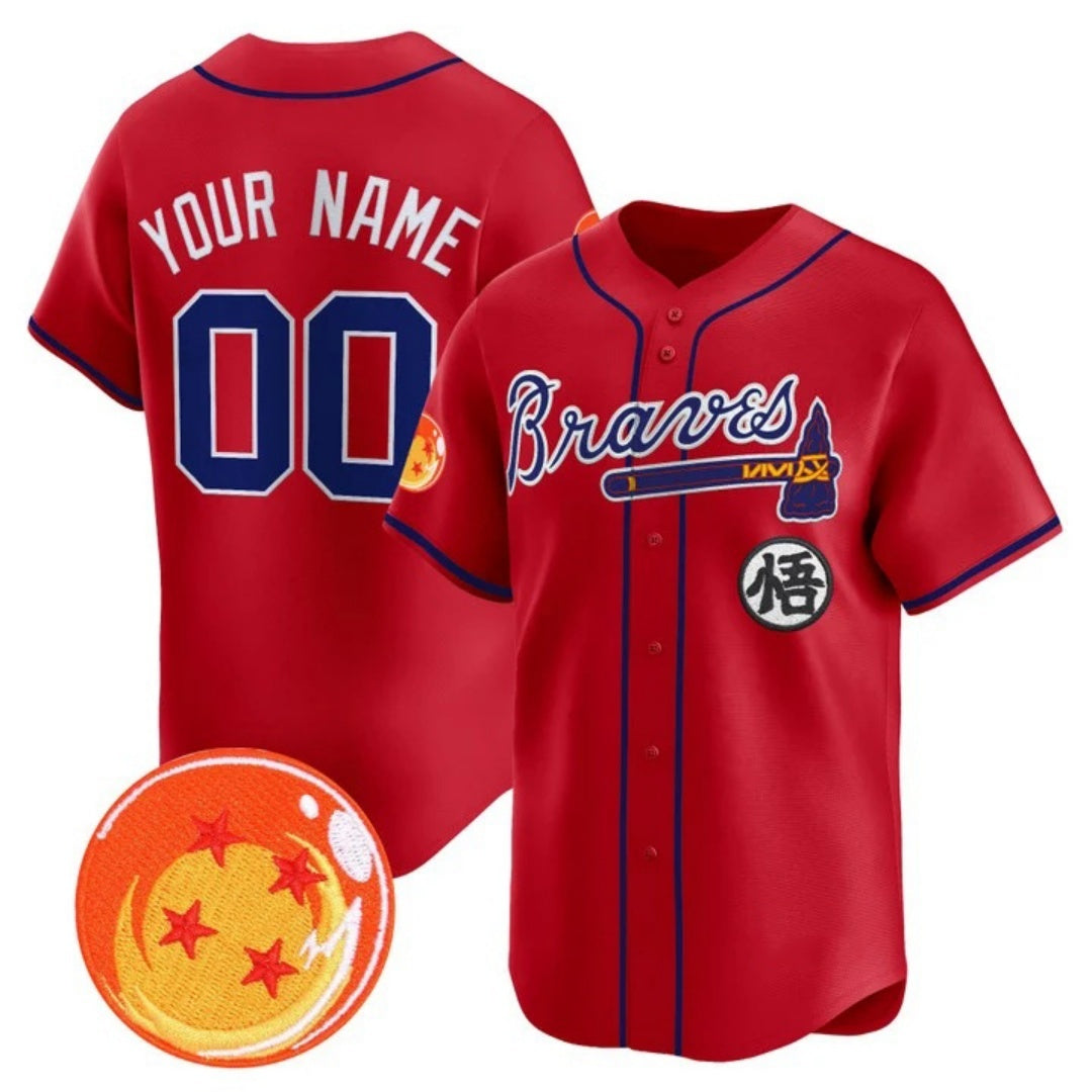 Custom Atlanta Braves x Dragon Ball Red Fedasgoge Vapor Premier Limited Jersey - All Stitched