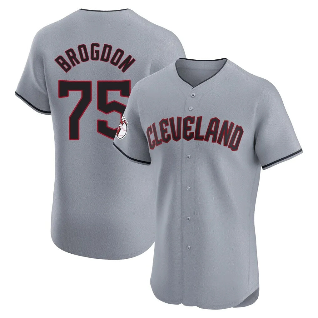 Cleveland Guardians #75 Connor Brogdon Player Gray Fedasgoge Road Limited Elite Home Stitched Jerseys