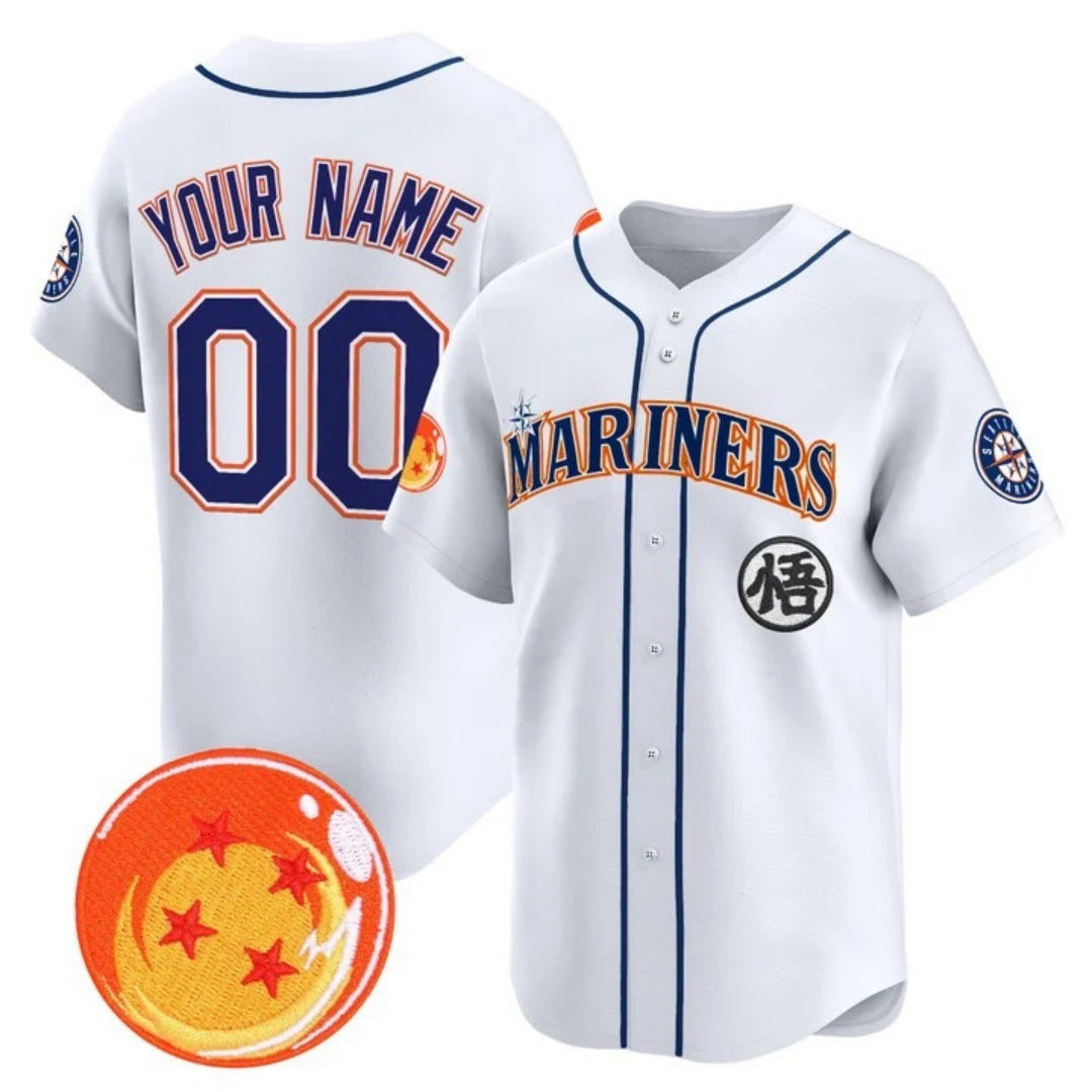 Custom Seattle Mariners x Dragon Ball White Fedasgoge Vapor Premier Limited Jersey - All Stitched