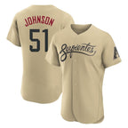Arizona Diamondbacks #51 Randy Johnson Player Tan Fedasgoge City Connect Limited Elite Home Game Stitched Jerseys